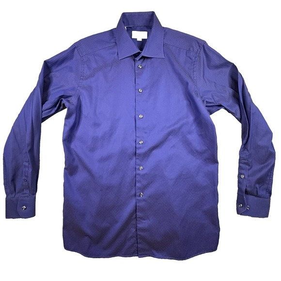 Eton Other - Eton Men's L Dark Blue Star Dobby Twill Contemporary Fit LS SEE DESCRIPTION